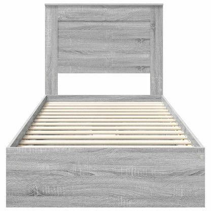 Storage Bed with Drawer Grey Sonoma 90 x 200 cm Engineered Wood