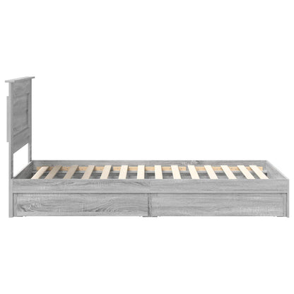 Storage Bed with Drawer Grey Sonoma 90 x 200 cm Engineered Wood