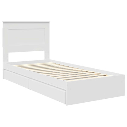Storage Bed with Headboard White 75 x 190 cm Engineered Wood