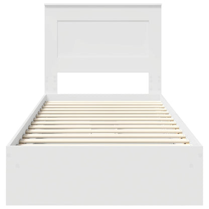 Storage Bed with Headboard White 75 x 190 cm Engineered Wood