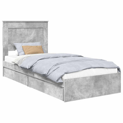 Storage Bed Concrete Grey 75 x 190 cm Engineered Wood