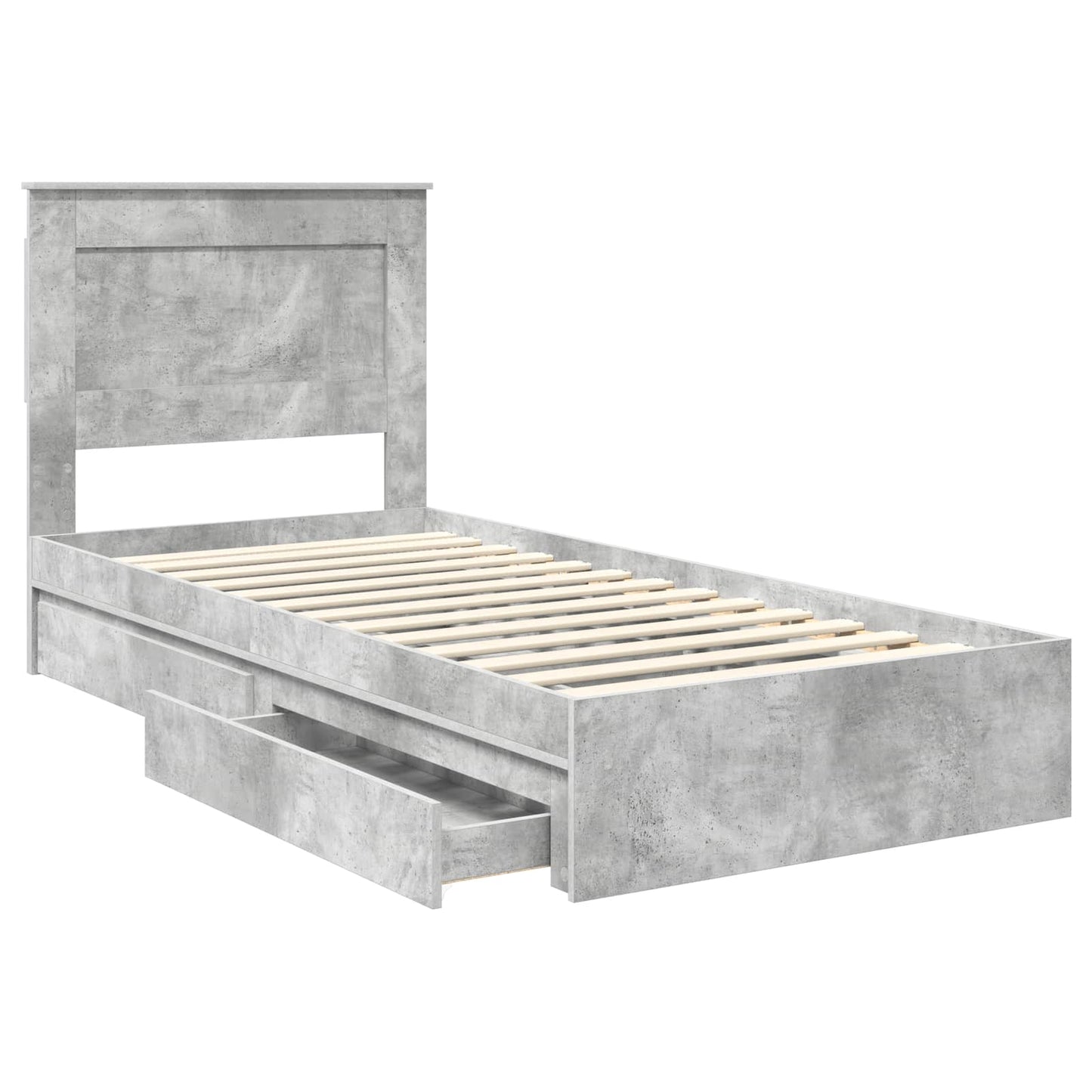 Storage Bed Concrete Grey 75 x 190 cm Engineered Wood