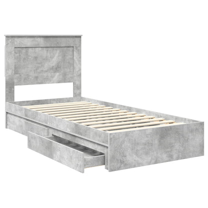 Storage Bed Concrete Grey 75 x 190 cm Engineered Wood