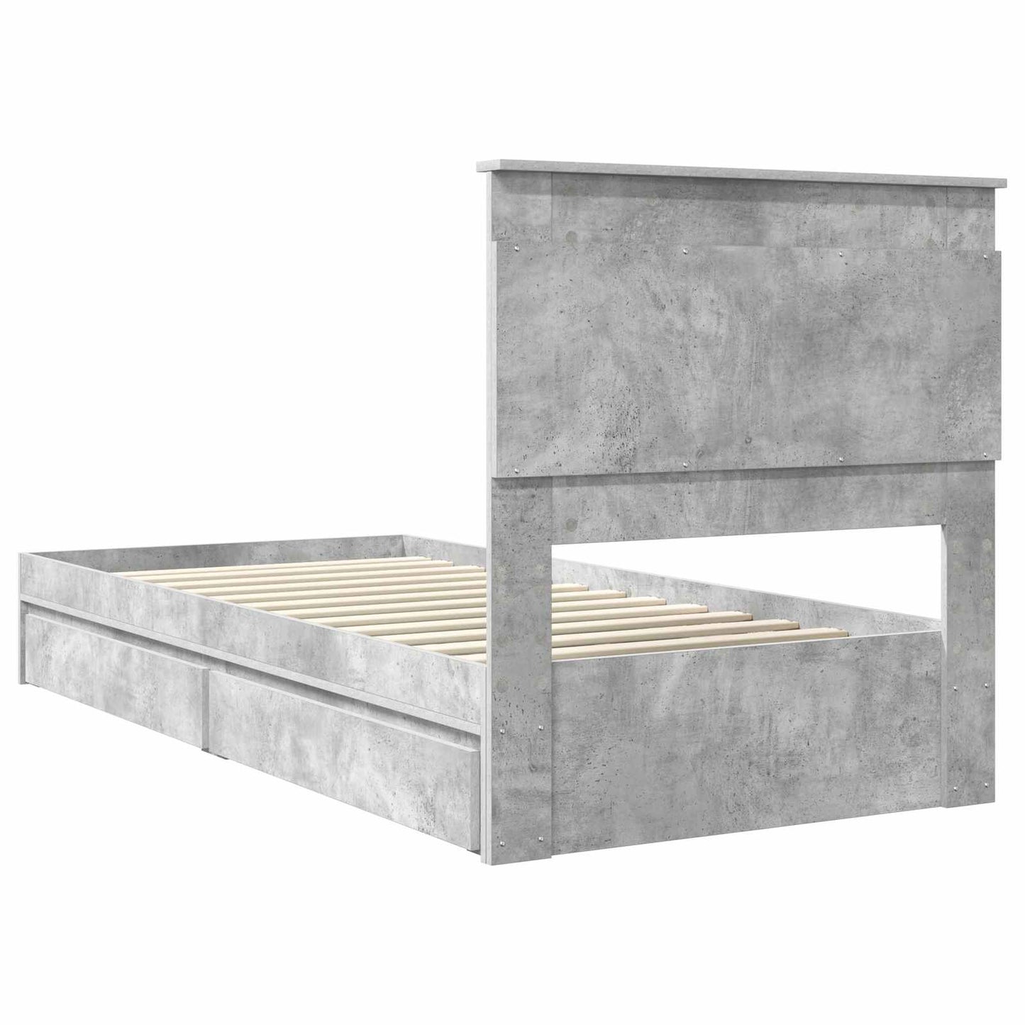 Storage Bed Concrete Grey 75 x 190 cm Engineered Wood