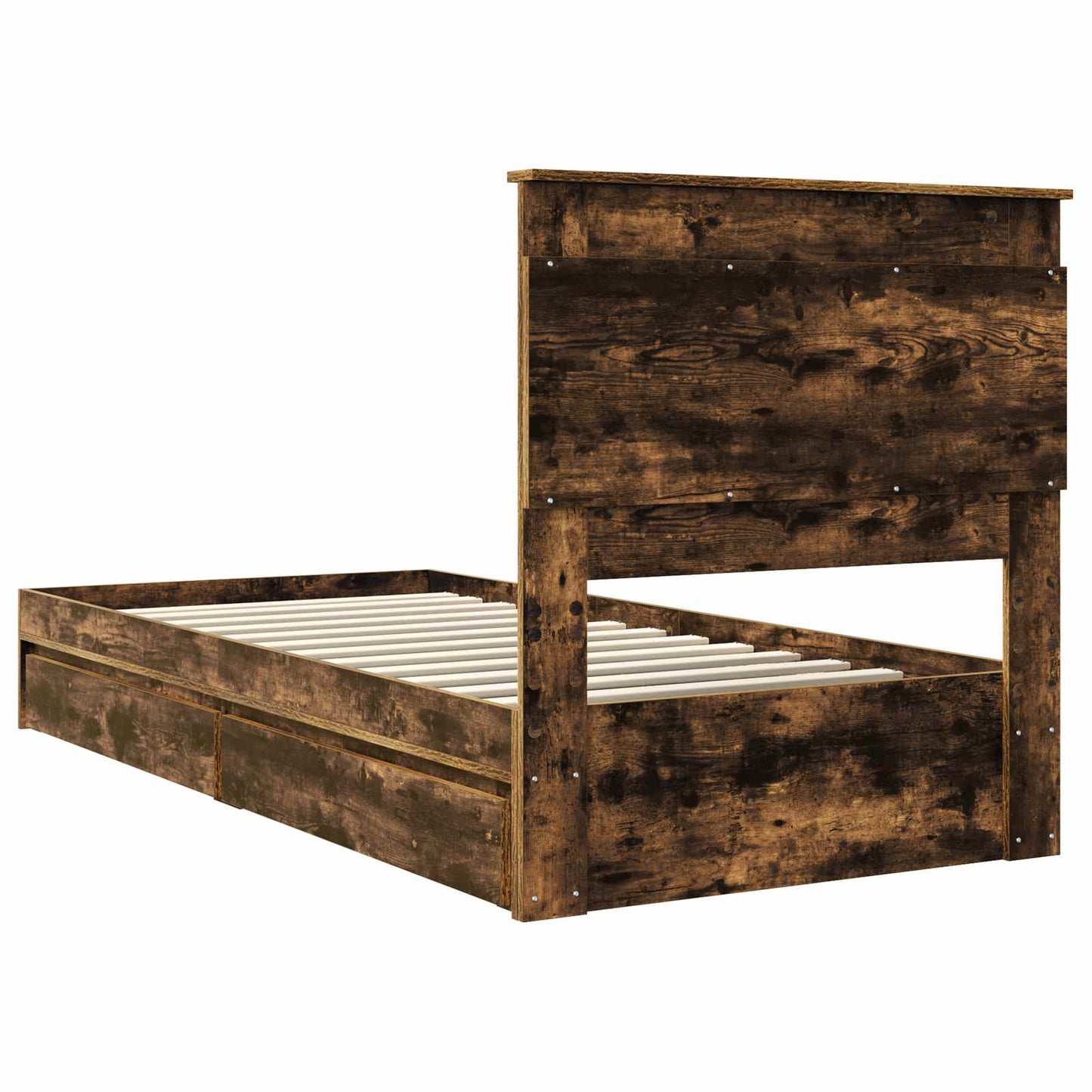 Storage Bed with Drawer Smoked Oak 75 x 190 cm Engineered Wood