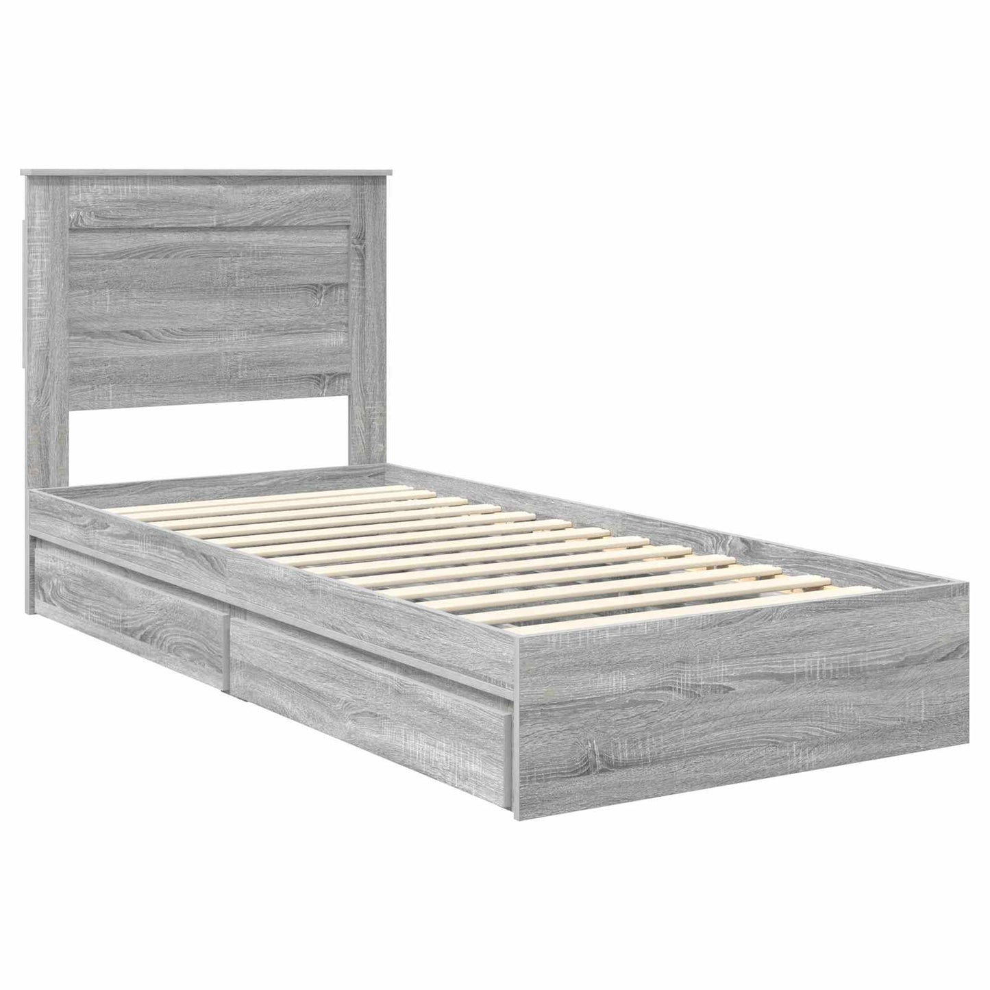 Storage Bed with Drawer Grey Sonoma 75 x 190 cm Engineered Wood