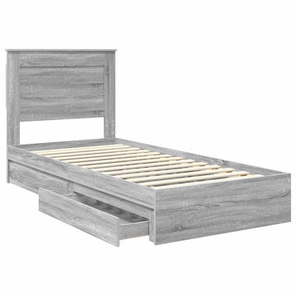 Storage Bed with Drawer Grey Sonoma 75 x 190 cm Engineered Wood