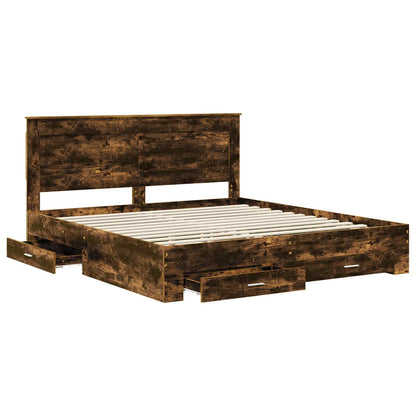 Bed Frame with Drawer with Headboard Manual Engineered Wood