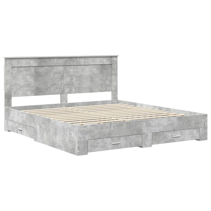 Bed Frame Concrete Grey 180 x 200 cm Engineered Wood