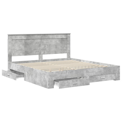 Bed Frame Concrete Grey 180 x 200 cm Engineered Wood