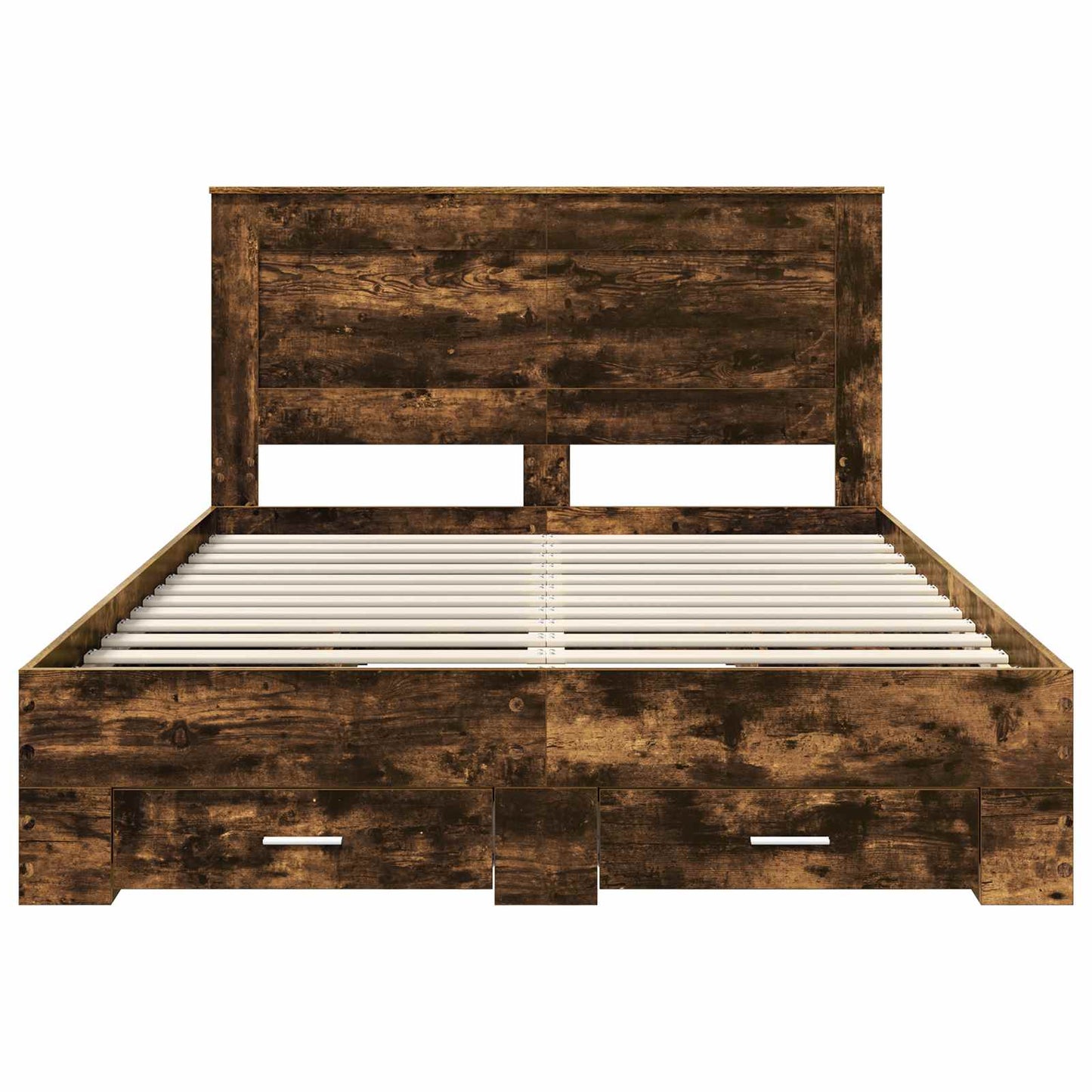 Bed Frame with Drawer Smoked Oak 140 x 190 cm Engineered Wood