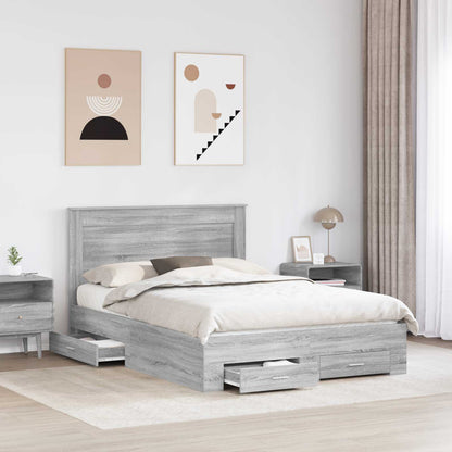 Bed Frame with Drawer Grey Sonoma 140 x 200 cm Engineered Wood