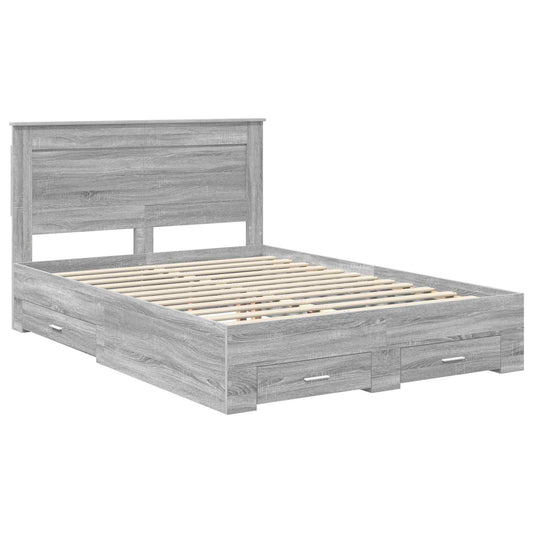 Bed Frame with Drawer Grey Sonoma 140 x 200 cm Engineered Wood