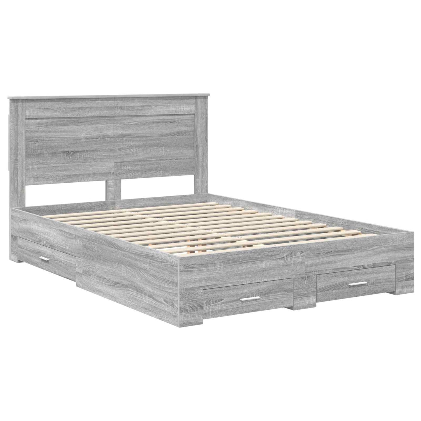 Bed Frame with Drawer Grey Sonoma 140 x 200 cm Engineered Wood