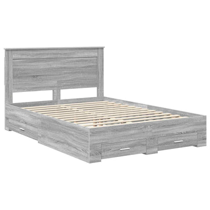 Bed Frame with Drawer Grey Sonoma 140 x 200 cm Engineered Wood