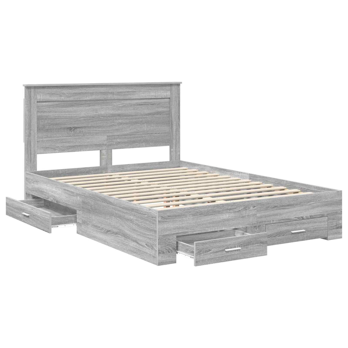 Bed Frame with Drawer Grey Sonoma 140 x 200 cm Engineered Wood