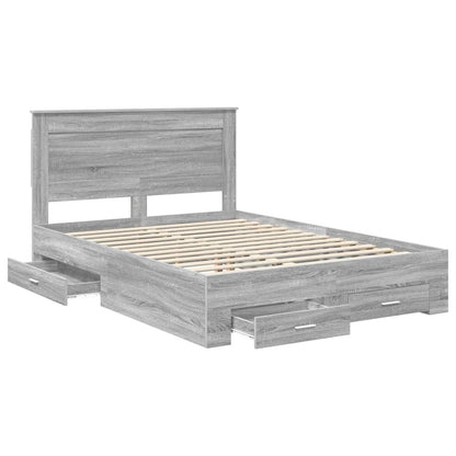 Bed Frame with Drawer Grey Sonoma 140 x 200 cm Engineered Wood