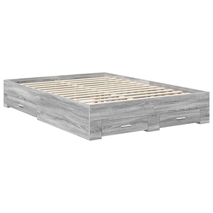 Bed Frame with Drawer Grey Sonoma 140 x 200 cm Engineered Wood