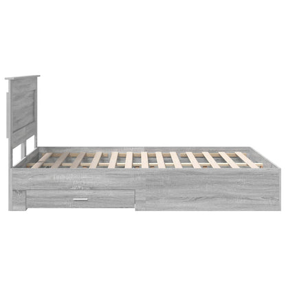 Bed Frame with Drawer Grey Sonoma 140 x 200 cm Engineered Wood
