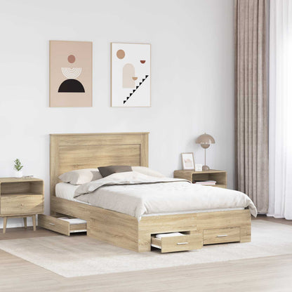 Bed Frame with Drawer Sonoma Oak 120 x 200 cm Engineered Wood