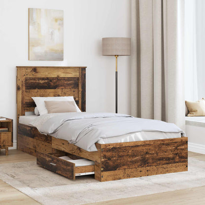 Bed Frame with Drawer with Headboard Manual Engineered Wood