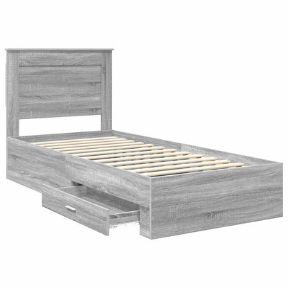 Bed Frame with Drawer with Headboard Manual Engineered Wood