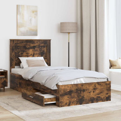 Bed Frame with Drawer with Headboard Manual Engineered Wood