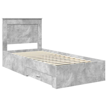 Bed Frame Concrete Grey and Silver 75 x 190 cm Engineered Wood