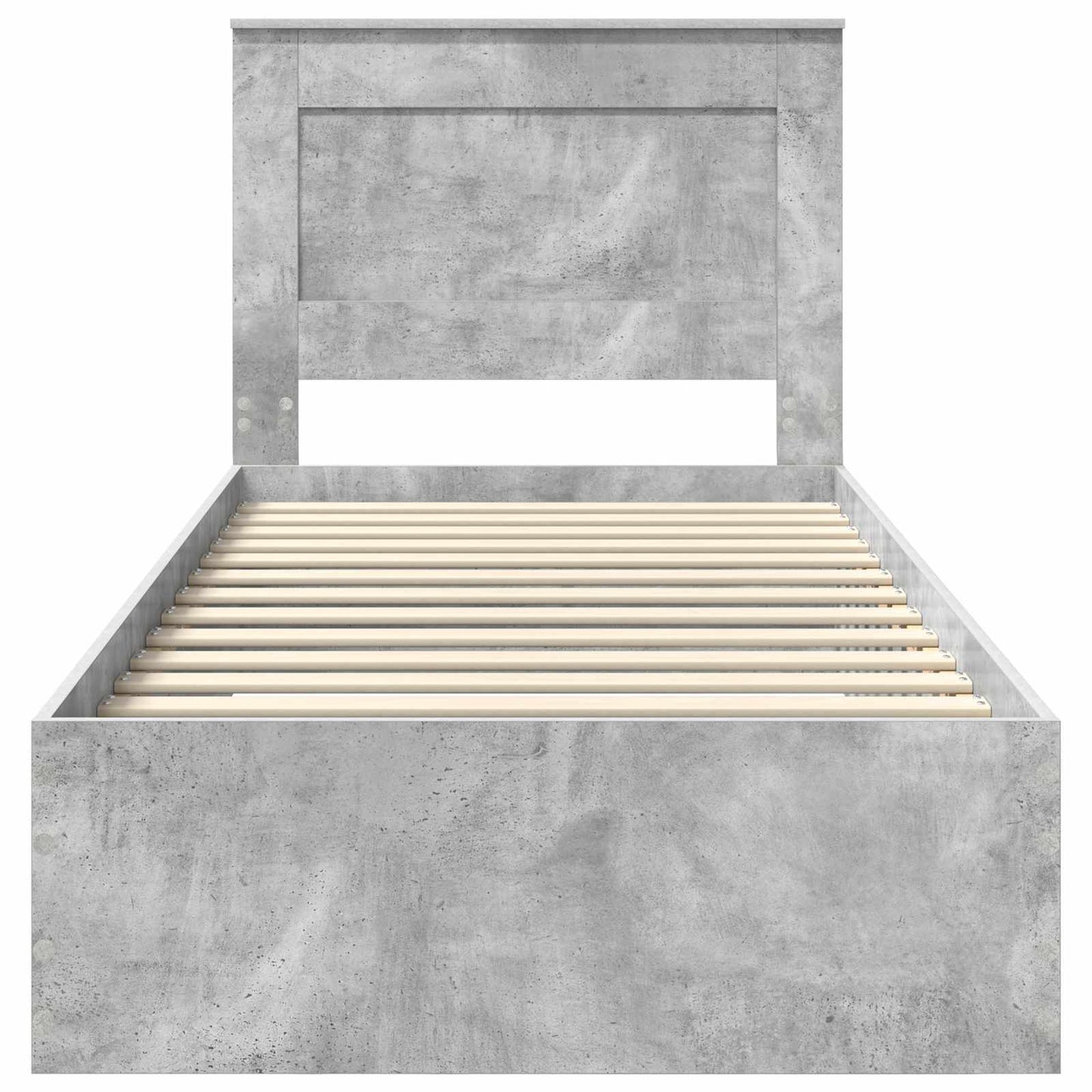 Bed Frame Concrete Grey and Silver 75 x 190 cm Engineered Wood