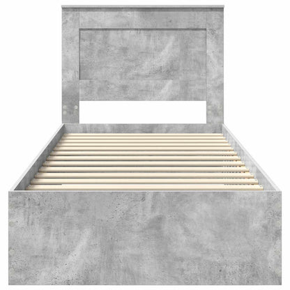 Bed Frame Concrete Grey and Silver 75 x 190 cm Engineered Wood