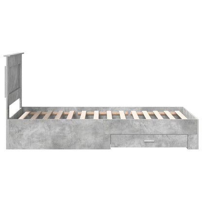 Bed Frame Concrete Grey and Silver 75 x 190 cm Engineered Wood