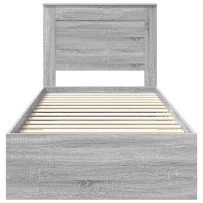 Bed Frame Grey Sonoma and Silver 75 x 190 cm Engineered Wood