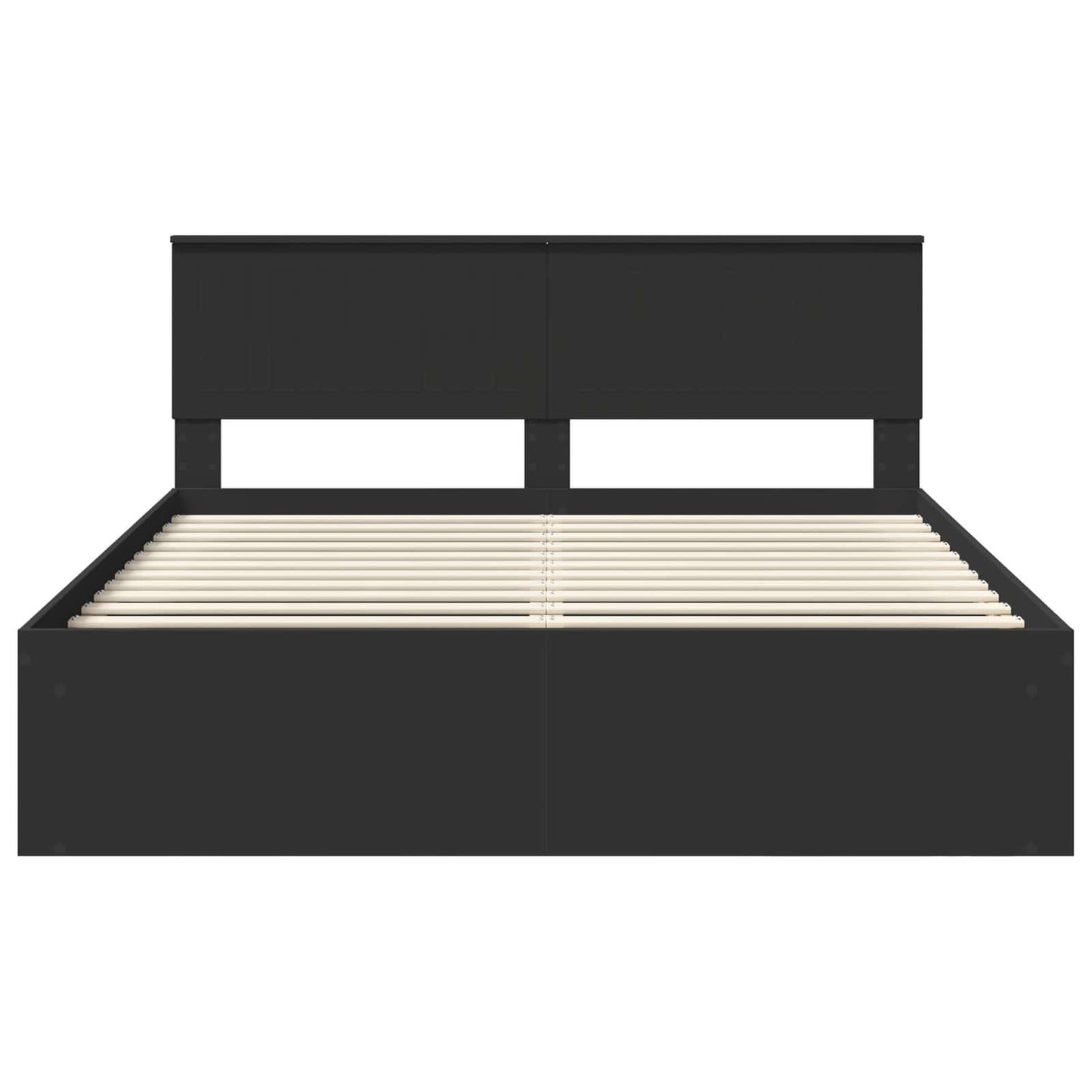 Bed Frame with Headboard Black 160 x 200 cm Solid Pine Wood
