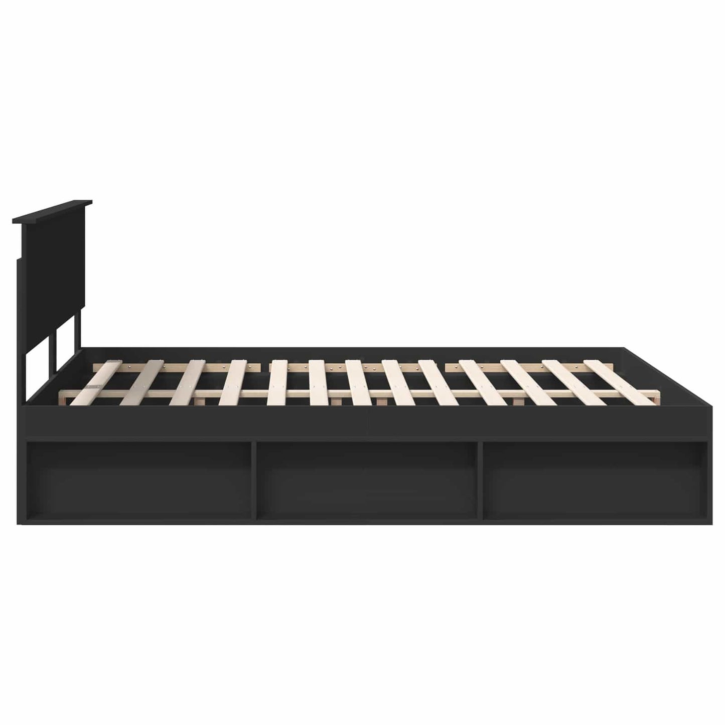 Bed Frame with Headboard Black 160 x 200 cm Solid Pine Wood