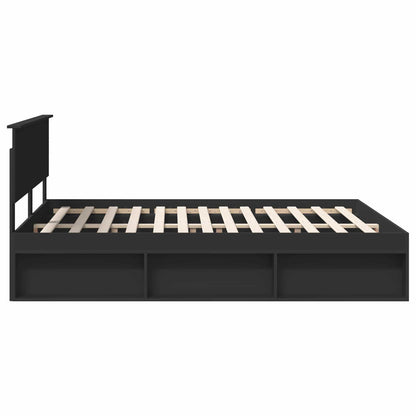 Bed Frame with Headboard Black 160 x 200 cm Solid Pine Wood