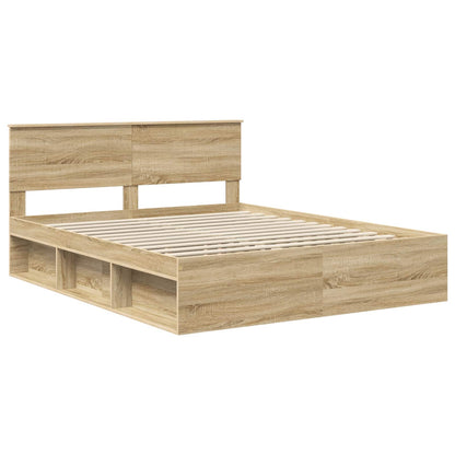 Bed Frame with Headboard Sonoma 160 x 200 cm Solid Pine Wood