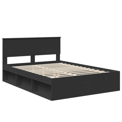 Bed Frame with Headboard Black 140 x 200 cm Solid Pine Wood