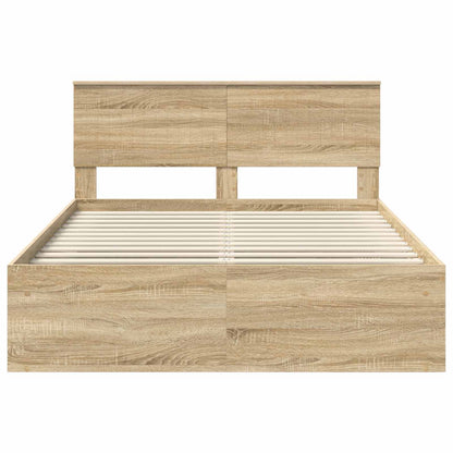 Bed Frame with Headboard Sonoma 140 x 200 cm Solid Pine Wood