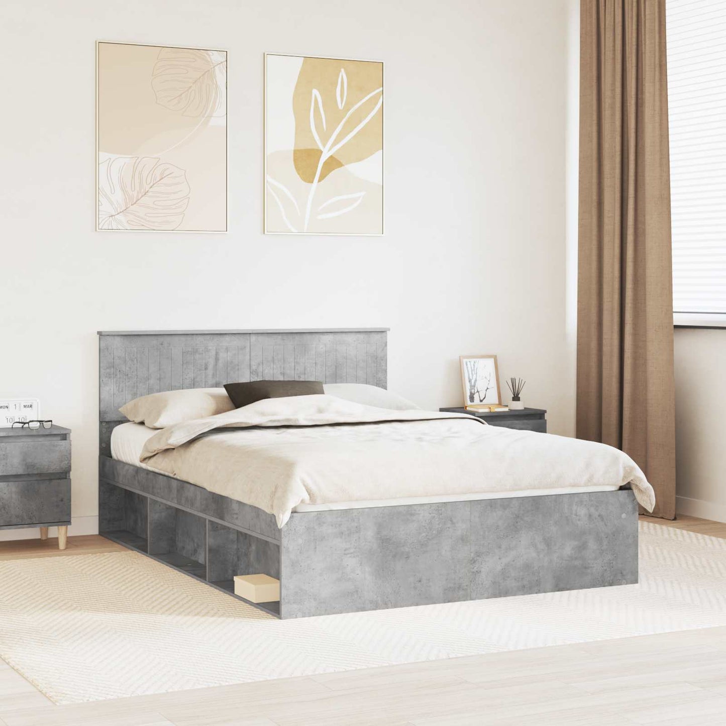 Bed Frame with Headboard Concerte 140 x 200 cm Solid Pine Wood
