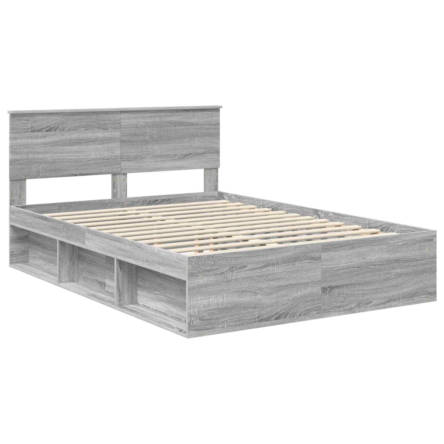 Bed Frame Grey Sonoma 140 x 200 cm Solid Pine Wood