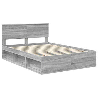 Bed Frame Grey Sonoma 140 x 200 cm Solid Pine Wood