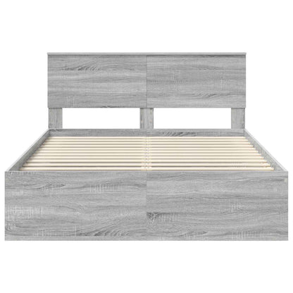 Bed Frame Grey Sonoma 140 x 200 cm Solid Pine Wood