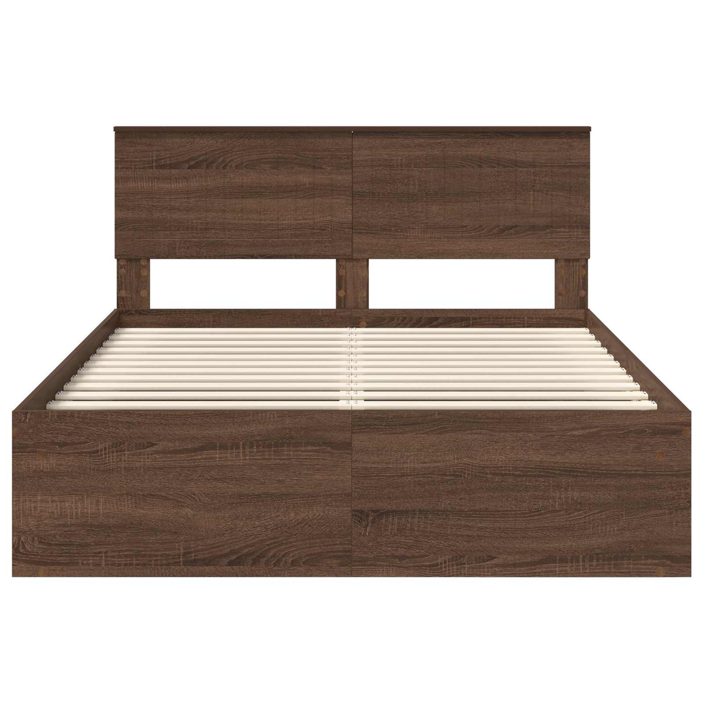Bed Frame with Headboard Brown Oak 140 x 200 cm Solid Pine Wood
