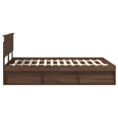 Bed Frame with Headboard Brown Oak 140 x 200 cm Solid Pine Wood