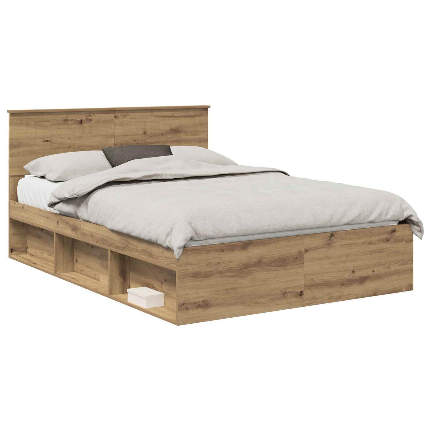 Bed Frame Artisian Oak 140 x 200 cm Solid Pine Wood