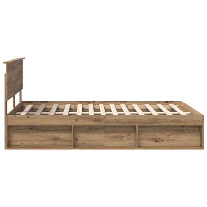 Bed Frame Artisian Oak 140 x 200 cm Solid Pine Wood