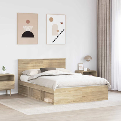 Bed Frame with Headboard Sonoma 140 x 190 cm Solid Pine Wood