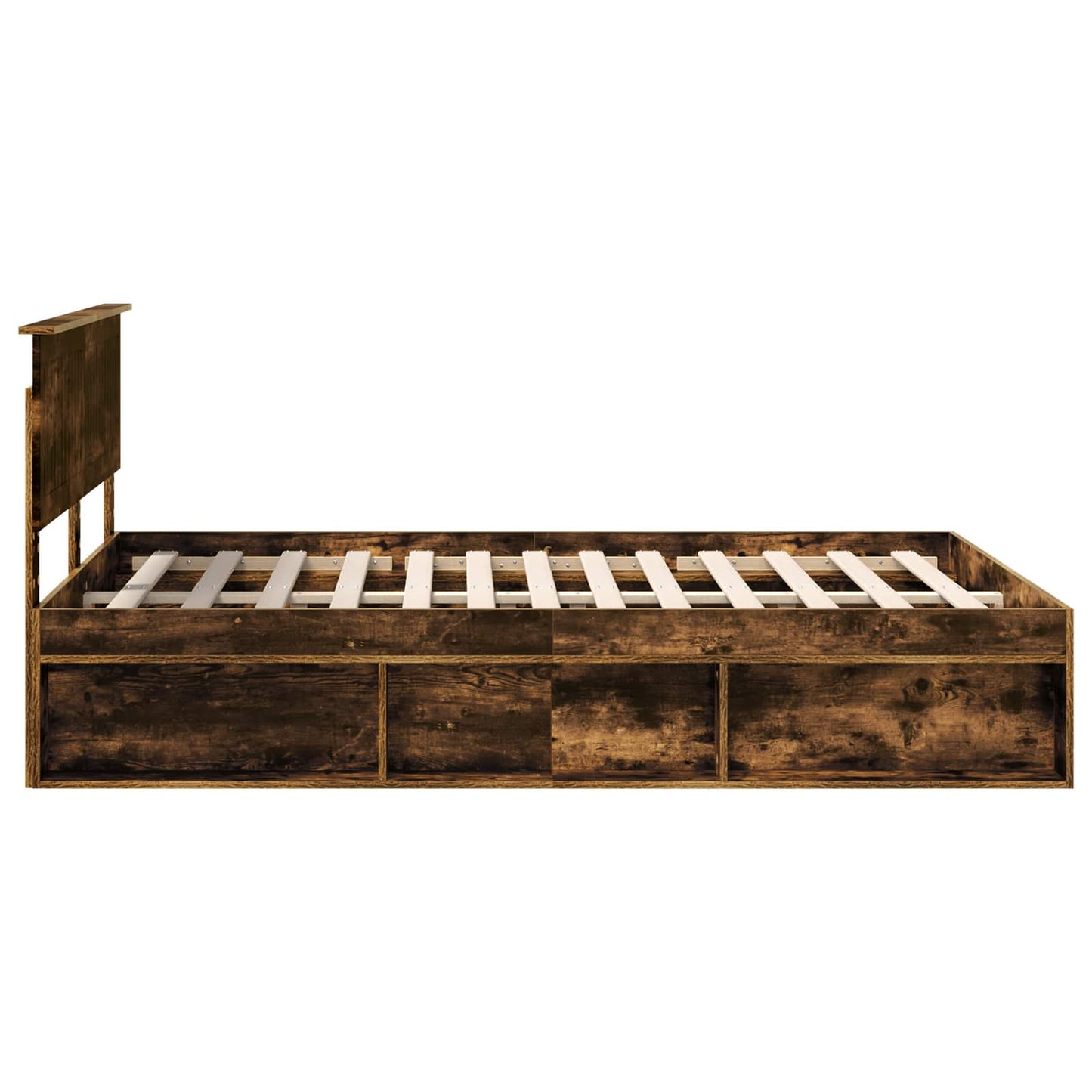 Bed Frame Smoked Oak 140 x 190 cm Solid Pine Wood