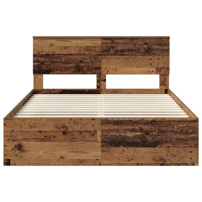 Bed Frame with Headboard Old Wood 140 x 190 cm Solid Pine Wood