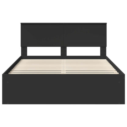 Bed Frame with Headboard Black 135 x 190 cm Solid Pine Wood